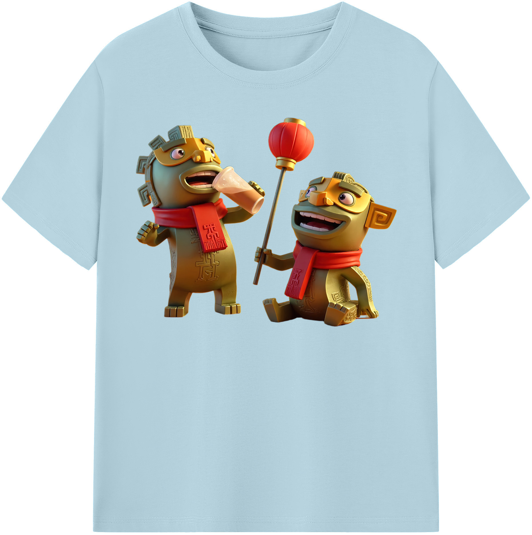 （画像用） Ne Zha 2 ナタ 魔童の大暴れ 綿100％半袖Tシャツ（フロントプリント）